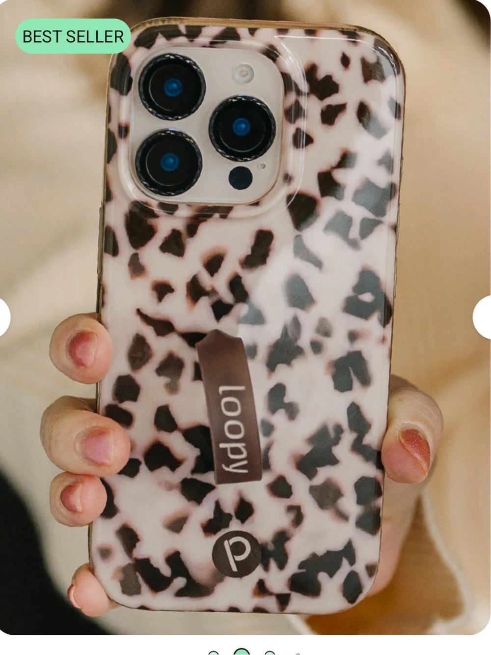 Loopy iPhone 15 pro blonde tortoise righty case